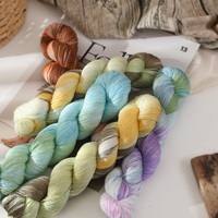 High Twist Silk Lace Yarn Hand Dyed Multicolor Soft Hand Knitting Crochet Weaving Embroidery Sewing Yarn