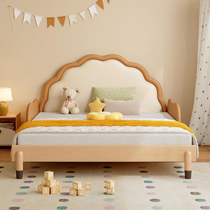 Letto per Bambini Moderno Estraibile con Disegni Cartoon, in Legno con Sponde di Sicurezza, Resistente ed Estensibile, Set Letto per Bambini in Pelle Morbida - Product Image 4