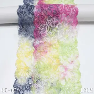 13cm Colorful Lace non Elastic Lace 100% Fancy Flower Nylon Fabric for Clothing