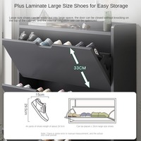 Zapatero Sencillo de 4 Niveles con Cajones, Gabinete Negro Ultra Delgado con Cubos Abatibles, Organizador de Zapatos Moderno Convertible