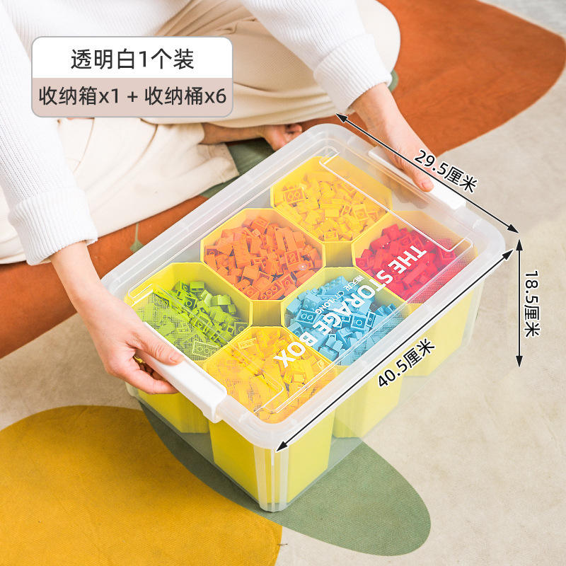 X-6011 Caja de almacenamiento con compartimentos 16L Blanco translúcido