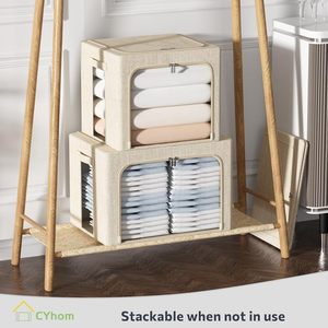 Wholesale Foldable Collapsible Storage <b>Boxes</b> 50x40x33 66L Waterproof Heavy Duty Modern Luxury Wardrobe Furniture <b>Clothes</b> Storage - Product Image 4