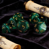 Ensemble de dés polyédriques DND en verre artisanal personnalisé à facettes multiples, gravé avec des pierres précieuses naturelles, œil de chat vert, 1 pièce, Dragons et Donjons