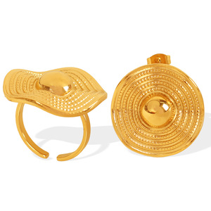 Geometric <b>Stud</b> <b>Earrings</b> Zinc Alloy 18K Gold Plated Round Design Unisex Fashion Jewelry <b>Set</b> - Product Image 5
