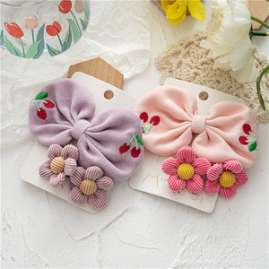 Ultime cherry ricamato arco clip di capelli del bambino set <span class=keywords><strong>con</strong></span> cute little flower bambini legami dei capelli di modo - Product Image 3