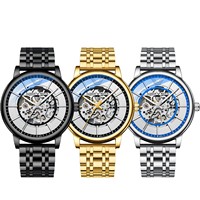 Montre mécanique squelette de luxe pour homme avec aiguilles lumineuses, bracelet en cuir véritable, style professionnel haut de gamme, montre automatique