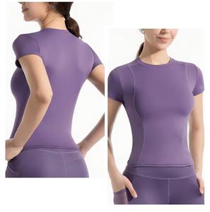 Camisetas de Yoga sin Costuras para Mujer, Corte Regular, Transpirables, Sensación Suave, Manga Corta, Tallas Grandes, Top Deportivo de Secado Rápido para Pilates - Product Image 5