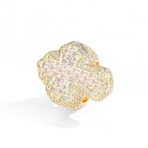 Anillo de cruz con circonitas incrustadas en cobre estilo hip-hop, joyería de marca de moda personalizada para hombre, venta al por mayor - Product Image 6