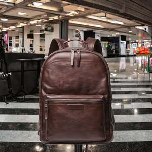 Mochila de Cuero PU Impermeable para Hombre, con Compartimento para Portátil, Cierre de Cremallera, Gran Capacidad, para Viajes de Negocios Diarios - Product Image 3