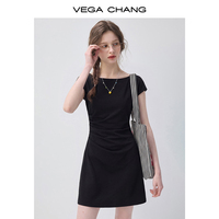 VEGA CHANG Gaun Mini Tanpa Lengan Gaya Elegan Wanita Warna Krem Putih O Neck Slim Fit A-Line Gaun Kasual untuk Pesanan Grosir