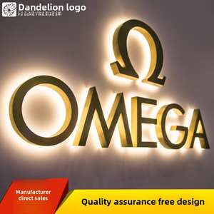 Panneau de porte extérieur en acier inoxydable, métal titane brossé, panneau lumineux rétroéclairé, <span class=keywords><strong>image</strong></span> de l'entreprise, mur, lumière LED - Product Image 3