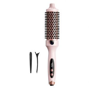 1.5 Inch PTC Electric LED Thermal Brush Dual Voltage Pink Tourmaline Ceramic Negative Ion Technology 5 Temperature <b>Hair</b> <b>Curler</b> - Product Image 1