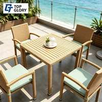 Ensemble de meubles de salle à manger d'extérieur en rotin moderne de luxe TG pour hôtel, jardin, villa, cour, parc, terrasse, table et chaises