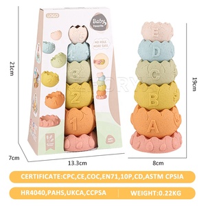 Giocattoli da bagno per bambini paglia di grano Zhorya giocattoli da impilamento per uova di dinosauro morbido per bambini 6 pezzi che impilano scaffali con numeri - Product Image 6