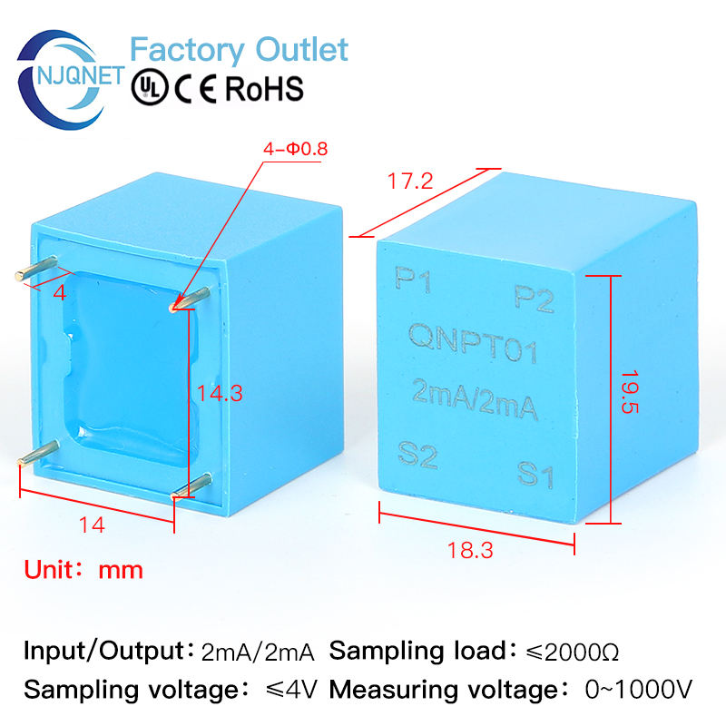 Mini Precision Voltage Transformer PCB PT QNPT01 2mA 2mA 110V 220V 380V 500V 1000V Potential Transformer Current CT Manufacture