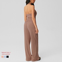 Ensemble décontracté rayé à jambes larges, respirant et à séchage rapide, avec débardeur à col halter et coussinets de poitrine, pour Pilates et Yoga