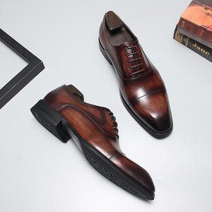 Nouvelles chaussures d'affaires formelles en cuir à la mode pour hommes en cuir véritable chaussures en cuir de vachette à grain supérieur anglais avec lacets - Product Image 6
