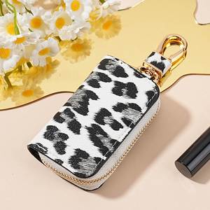 Étui de voiture de style nouveau, porte-clés unisexe en cuir PU créatif à imprimé léopard avec porte-clés suspendu, cadeau promotionnel - Product Image 4