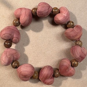 Blood Cypress Wood Heart Shape <b>Bracelet</b> Unisex Jewelry Gift Accessory Handmade Cultural Artistic Style - Product Image 1