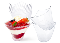 Mini gobelets à dessert en plastique transparent à mur unique pour apéritifs de fête au vin pouding à la crème glacée