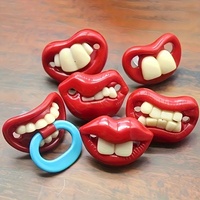 Jouet à mâcher amusant en forme de sucette, jouets à lancer, lèvres rouges, base blanche