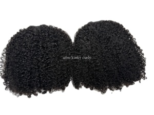 Extensioni di <span class=keywords><strong>Capelli</strong></span> Umani Vergini Naturali Afro Kinky Curly Tipo 4 Cambogiani, Morbidi, con Cuticole Allineate, Senza Perdita di <span class=keywords><strong>Capelli</strong></span>, Doppia Trama a Macchina - Product Image 1