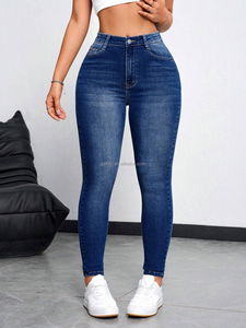 批发哥伦比亚女式紧身牛仔裤高腰和臀部提升踝扣紧身铅笔裤牛仔面料 - Product Image 4