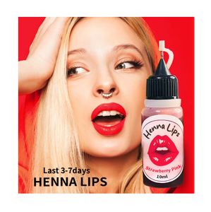 Henné Teinture Lèvres 10ml Marque Privée Pigment Rouge Rose Maquillage Temporaire Emballage Logo OEM Cône de Henné Tenue 3 à 7 Jours - Product Image 1