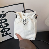 Sac bandoulière décontracté en nylon pour homme, avec cordon de serrage, porte-cartes d'identité et pochette pour téléphone portable, style frais et polyvalent