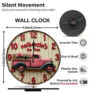 Round Wooden <b>Wall</b> <b>Clock</b> 25x25Cm <b>Silent</b> Non Ticking Home Decor <b>Clock</b> - Product Image 2