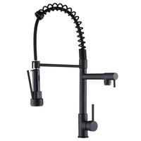 Robinet de cuisine moderne en acier inoxydable brossé noir, style ressort, robinet de cuisine extractible