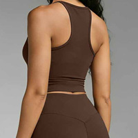 Soutien-gorge de sport pour femme à col halter et décolleté en V, débardeur ajusté dos nageur, doux et extensible pour la gym, le yoga et le fitness, logo personnalisé
