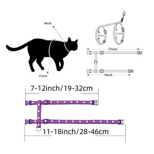 चमकदार पालतू हार्नेस सेट स्टार मून प्रिंट आउटडोर चलने वाले सामान पिल्ला कॉलर कुत्ते बिल्ली के साथ हार्नेस - Product Image 6