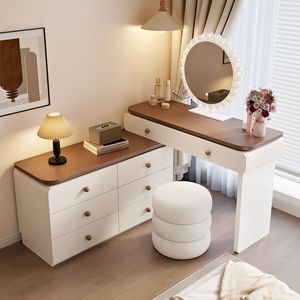 Tavolo da Trucco e Toeletta in Legno Massello <span class=keywords><strong>Stile</strong></span> Crema Usato <span class=keywords><strong>con</strong></span> Mobile Contenitore Integrato per Camera da Letto - Product Image 3