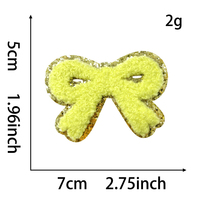 Patch personnalisé en gros avec nœud et paillettes, bordure dorée en chenille thermocollante pour merchandising de tournée de concert, veste de fan de groupe, cadeau en gros