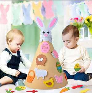 Jouet éducatif <span class=keywords><strong>en</strong></span> feutre lapin de <span class=keywords><strong>Pâques</strong></span> - Décoration d'arbre <span class=keywords><strong>pour</strong></span> coin de salle de classe <span class=keywords><strong>en</strong></span> tissu <span class=keywords><strong>pour</strong></span> nourrissons (0-3 ans) - Product Image 2
