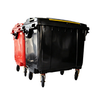 Poubelle extérieure en plastique 660L HDPE avec couvercle, quatre roues, couleur personnalisée, pour usage hôtelier
