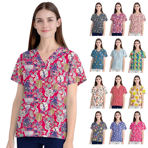 เสื้อสครับแบบทอผ้าฝ้าย 100% สำหรับทุกเพศ พร้อมผ้ากันเปื้อนแบบถอดได้ สำหรับพยาบาลและบุคลากรทางทันตกรรมในสภาพแวดล้อมการทำงานที่มีความวุ่นวาย - Product Image 1