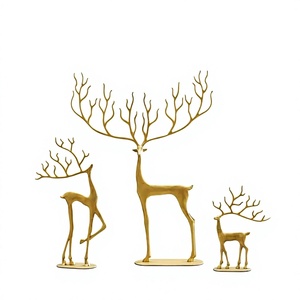 Venta Directa de Fábrica, Buen Precio, Juego de 3 Ciervos Decorativos de Hierro Fundido de Primera Calidad, Modernos, Ecológicos, Hechos a Mano, Color Dorado - Product Image 1
