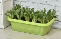 Pot de plantation rectangulaire classique de 56 cm en plastique coloré, durable et minimaliste, avec trou de drainage, idéal pour balcon, fenêtre ou sol de centre commercial