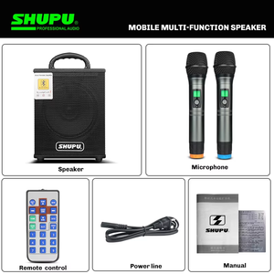 Shupu HT-10 10-Inch Xách Tay Powered Loa Hoạt Động Âm Thanh Lớn 2 Micro Không Dây Bt/USD/USB Cho Các Bên Nhà Điện Thoại Di Động - Product Image 6