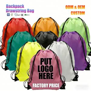 OEM Recyclable Custom Large <b>Drawstring</b> <b>Backpack</b> Bag Nylon Polyester <b>Drawstring</b> String Bag for Sports Swimming - Product Image 3