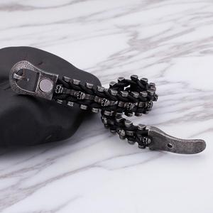 KALEN Charm Mens Skull Jewelry bracciale intrecciato <span class=keywords><strong>in</strong></span> corda di cuoio braccialetti Punk opachi neri fatti a mano <span class=keywords><strong>in</strong></span> acciaio inossidabile per uomo - Product Image 4