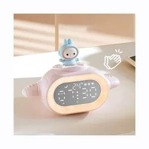 眠そうな学生のための小さな常夜灯カウントダウン付きの子供のかわいい充電スマートウサギ目覚まし時計