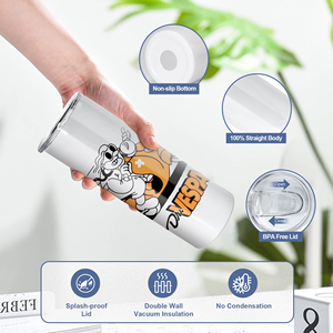 <span class=keywords><strong>Gobelet</strong></span> isotherme en acier inoxydable à double paroi de 20 oz, modèle droit et fin, vierge pour sublimation, avec <span class=keywords><strong>paille</strong></span>, pour la production de gobelets cadeaux, entrepôt USA - Product Image 3