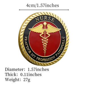 Pièce commémorative personnalisée en métal, artisanat, souvenir, thème de la santé, <span class=keywords><strong>caducée</strong></span>, esprit professionnel, prière des infirmières - Product Image 4