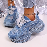Baskets basses respirantes pour femmes, style Dad Skate, avec strass, imprimé graffiti coloré, à lacets, plateforme, pour le printemps et l'automne, chaussures de marche décontractées