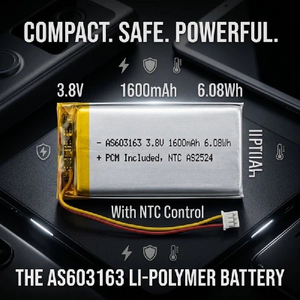 แบตเตอรี่ลิเธียมโพลิเมอร์แบบโซลิดสเตต 1600mAh 3.8V พร้อมระบบควบคุมอุณหภูมิ NTC และแผงวงจรพิมพ์ในตัว สำหรับอุปกรณ์อิเล็กทรอนิกส์ - Product Image 4
