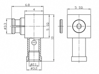 Connecteur femelle LWMC SMF à angle droit à souder pour câble Gore 3506 jusqu'à 18 GHz