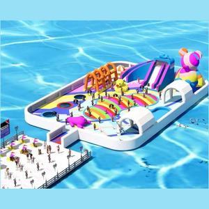 Un gran <span class=keywords><strong>castillo</strong></span> flotante <span class=keywords><strong>en</strong></span> el agua, Nube hinchable, lago para niños, <span class=keywords><strong>Isla</strong></span> Flotante inflable fuera del agua, Tobogán de cama flotante - Product Image 5